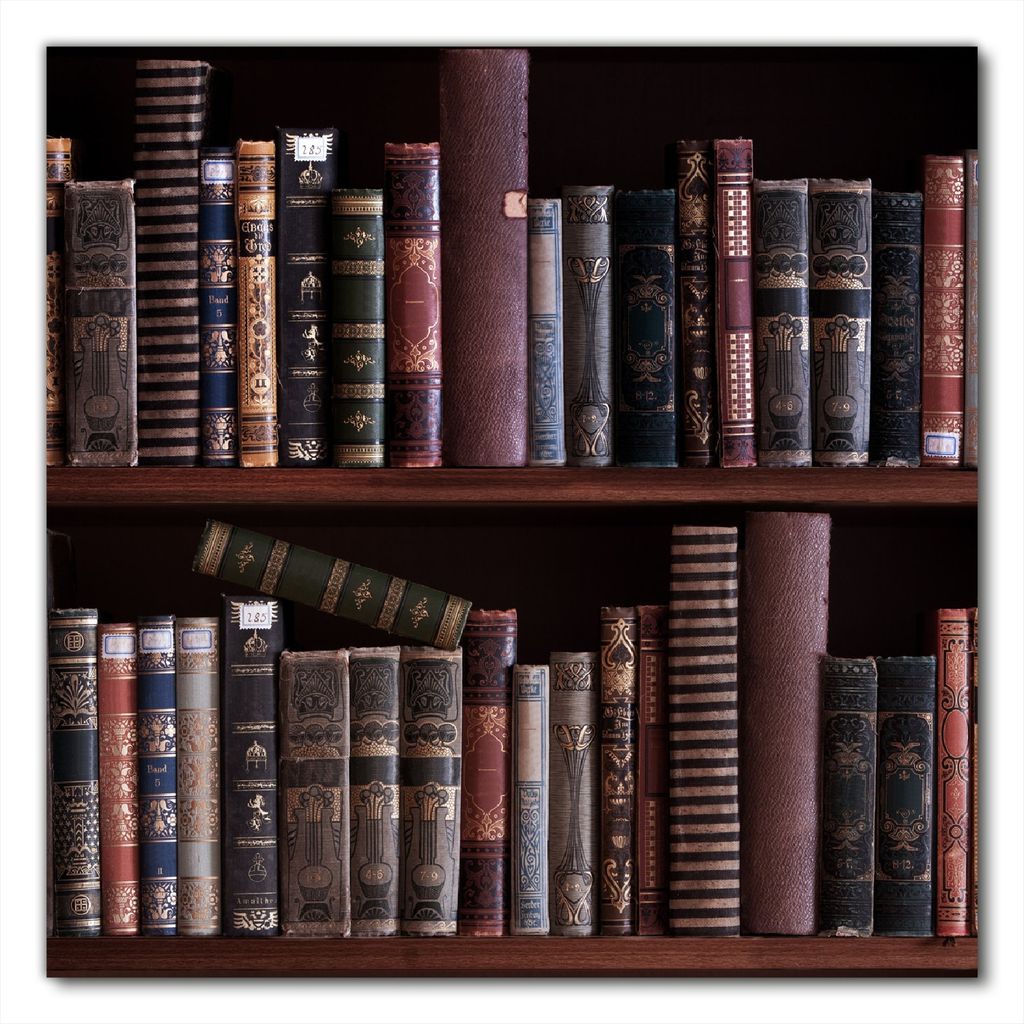 Wallario selbstklebende Möbelfolie/ Tischdecke für Innen und Außen, Größe: 50 x 50 cm - Bücherregal mit alten Büchern