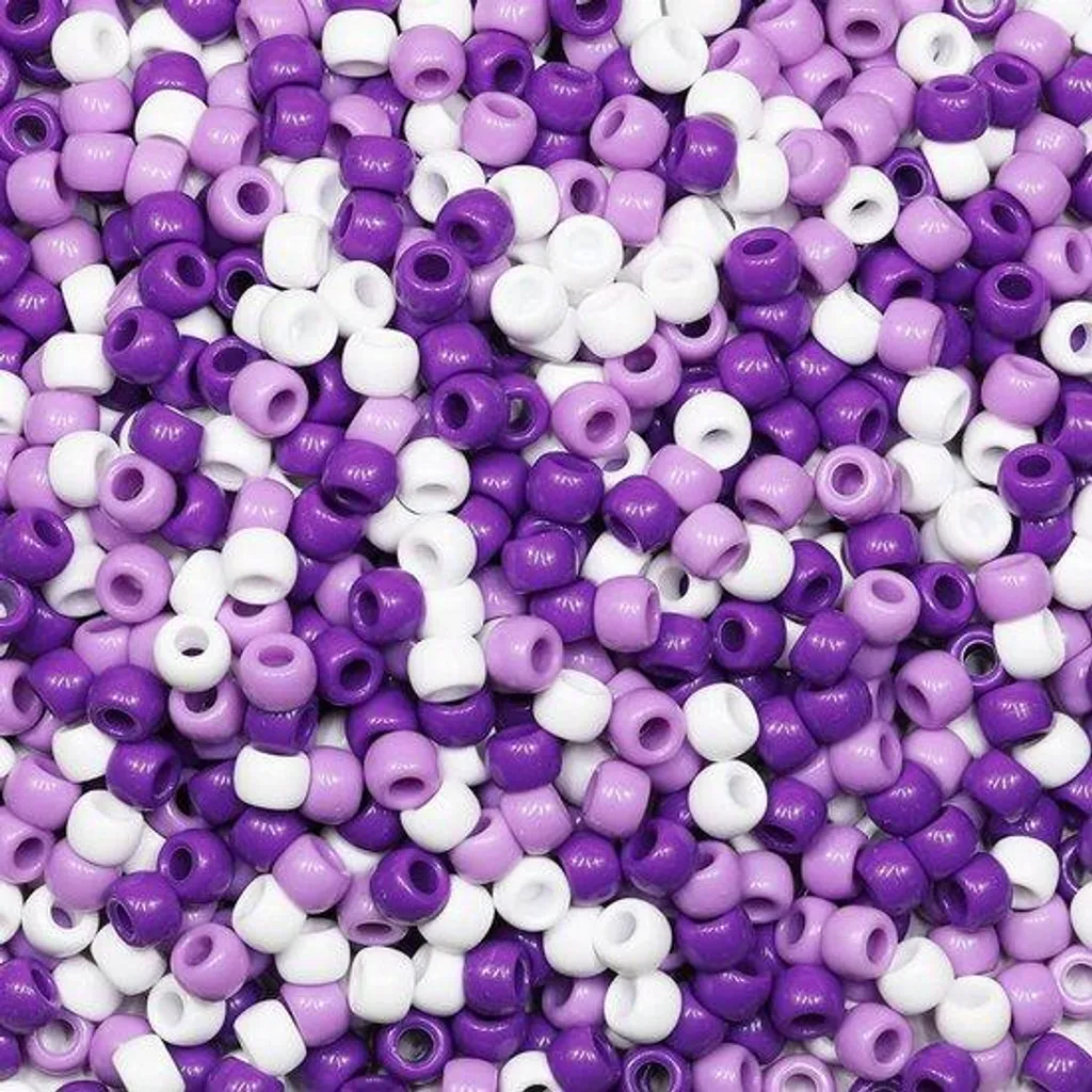 Lot de 1000 perles pony violettes 6 x 9 mm pour enfilage facile enfant
