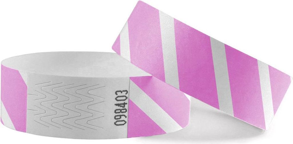 CombiCraft Original gestreifte TYVEK Einlassbänder in Pink 248 x 19 mm - 100 Stück