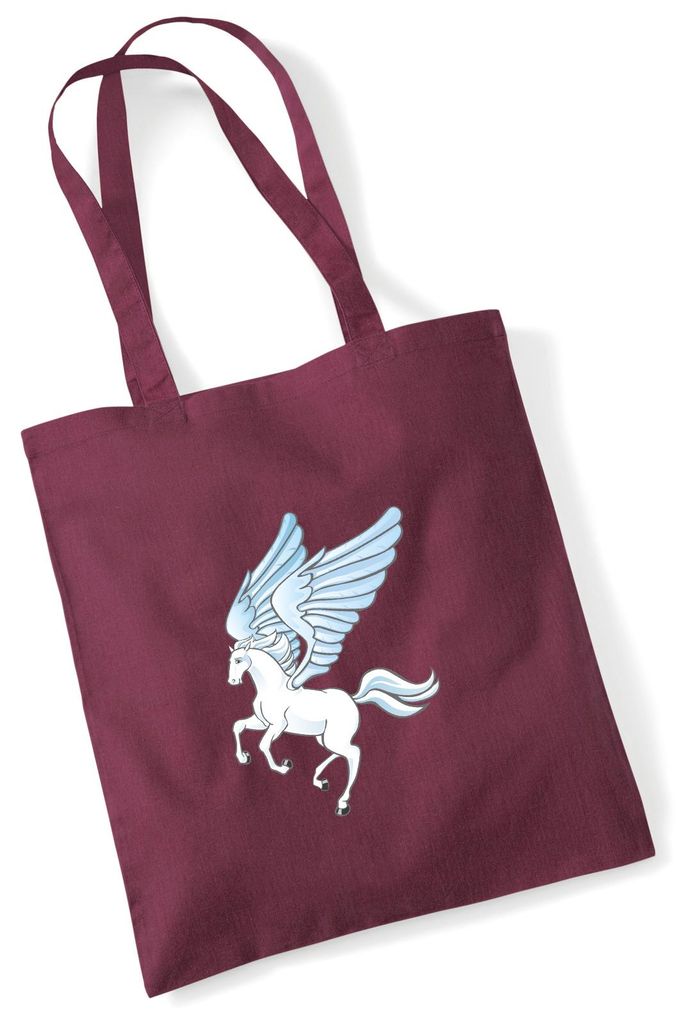 Huuraa Jutebeutel Pegasus Fabelwesen 10 Liter Burgundy Baumwolle Tasche Geschenkidee