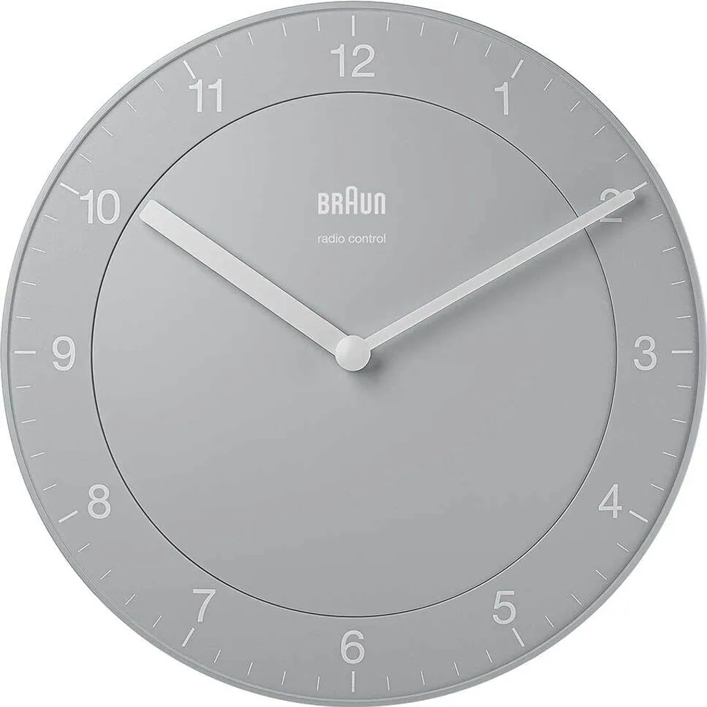 Horloge murale grise Braun BC06G-DCF idéale pour bureau et cuisine