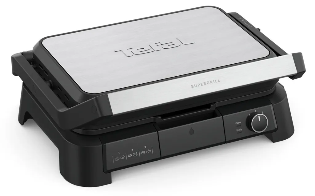 Grill viande Tefal 2000W Inox GC520DE0 - Plaques antiadhésives haute qualité