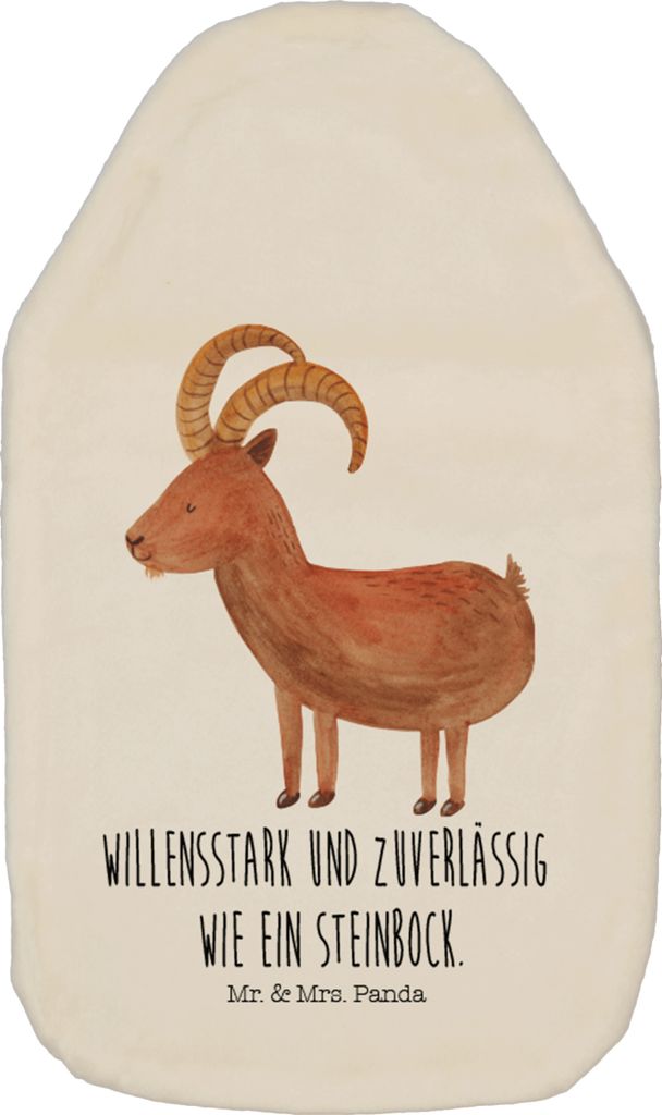 Mr. & Mrs. Panda Bettflasche Sternzeichen Steinbock - Weiß - Geschenk, Ziege, Wärmflaschen, Wärmflasche mit Bezug, Geburtstag Januar, Wärmekiss...