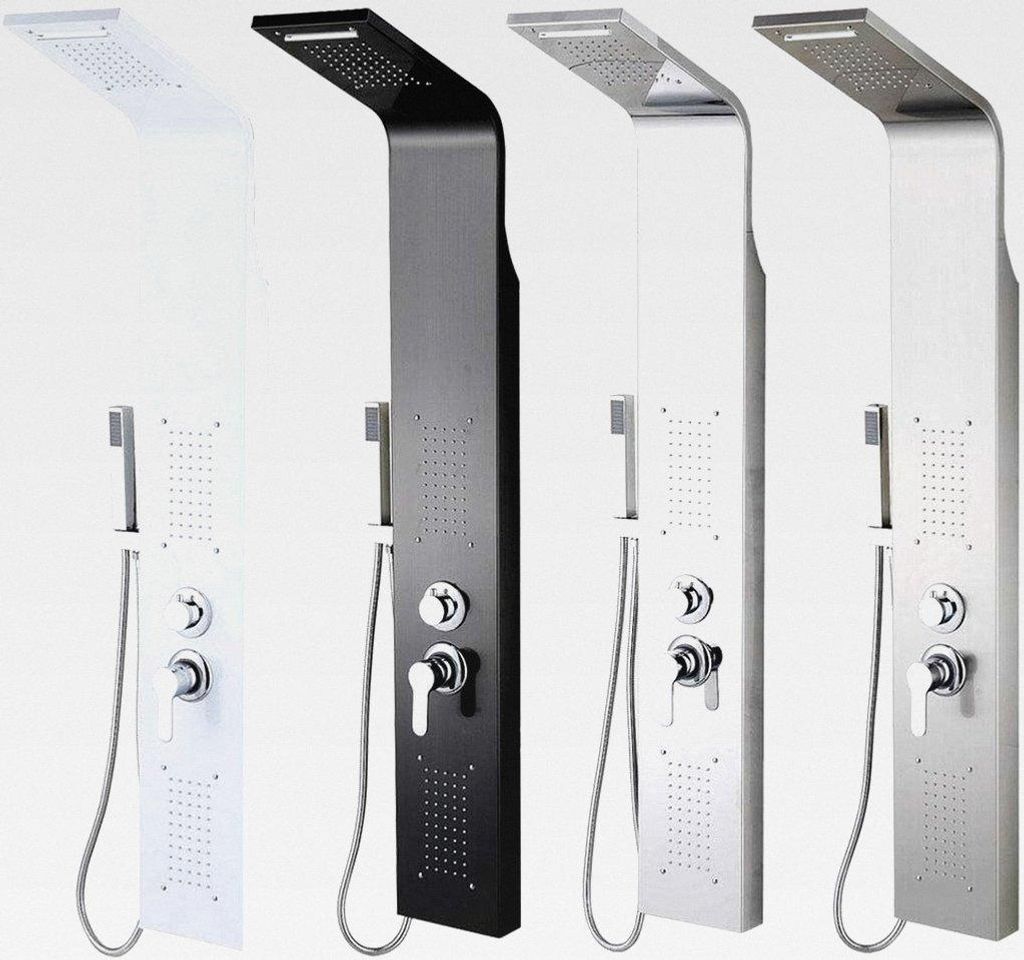 Duschsäule mit Hydromassage Duschpaneel-Set aus 304 Edelstahl mit 5-Funktionen-Mischer, Spa-Dusche für Badezimmer, Höhe: 140 cm - Polierprozess ...