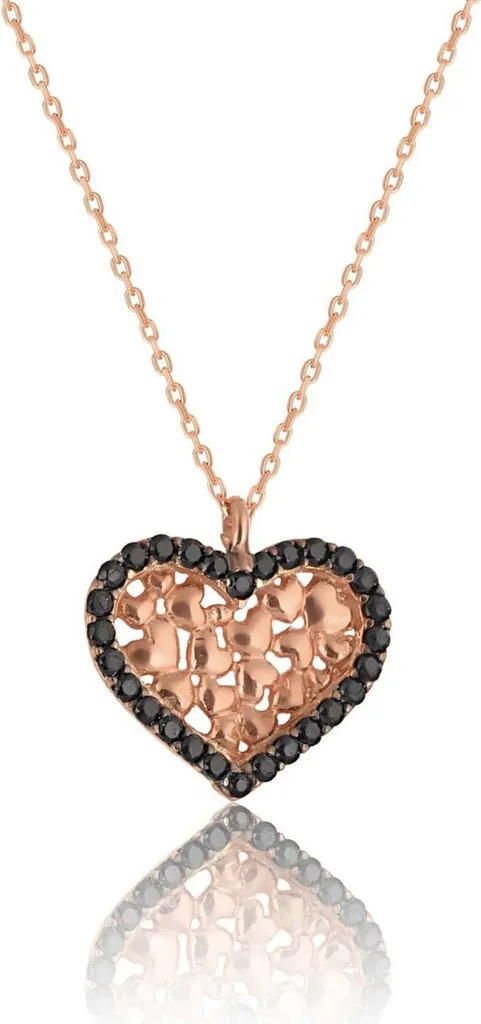 Idée cadeau collier cœur argent 925 or rose pour femme et anniversaire