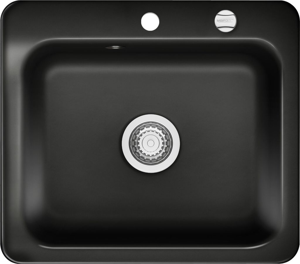 KeraDomo Spüle JUNA 57 in NERO mit Excenterbedienung / Systemceram / Keramikspüle