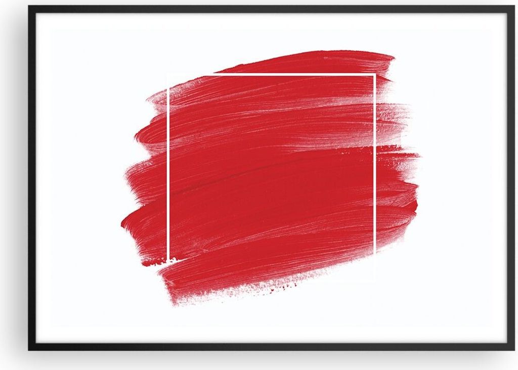 Gerahmtes Poster - Schwarzer Rahmen - Rot Farben Stück - 100x70 cm - Wand Bild - Wanddeko - Wandbilder - Kunstposter - Wandposter - Bilderrahmen -...