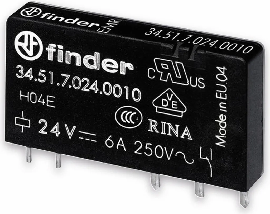 Relè Finder 34.51.7.024.5010 | 24V DC 6A Contatti Dorati AgNi+Au