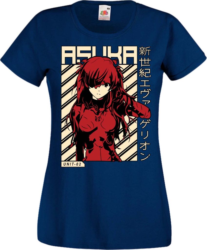 Damen T-Shirt Manga Anime Neon Anime Genesis Manga Evangelion Asuka Evangelion Asuka, Lady XL / Dunkelblau