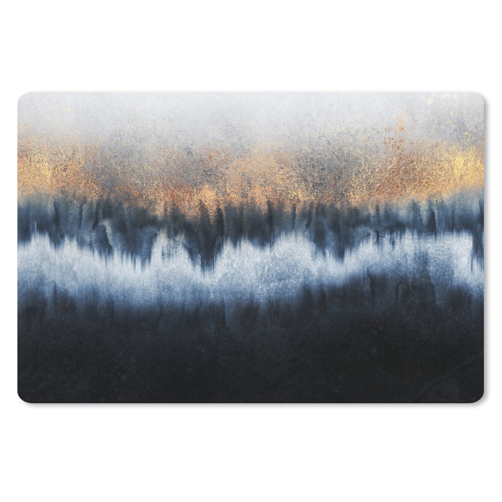 MuchoWow Schreibtischunterlage Abstrakt - Gold - Luxus - Blau 60x40 cm - XXL Mauspad - Großes Mauspad