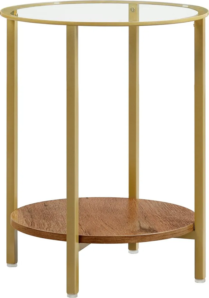 Bout de canapé brun noisette et doré, petite table basse décorative lux