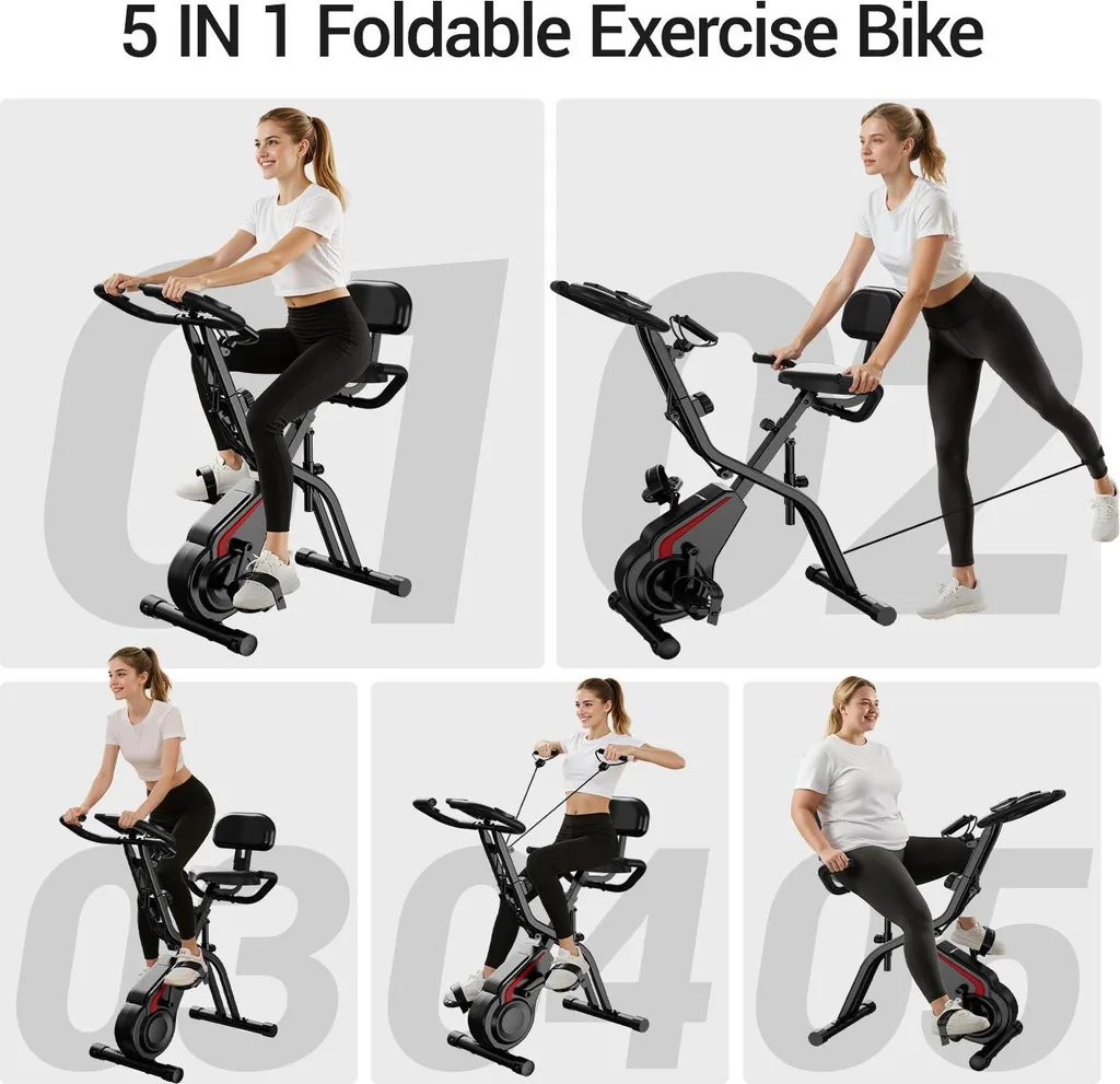 Vélo d'entraînement intérieur multifonction avec support dorsal noir - 2