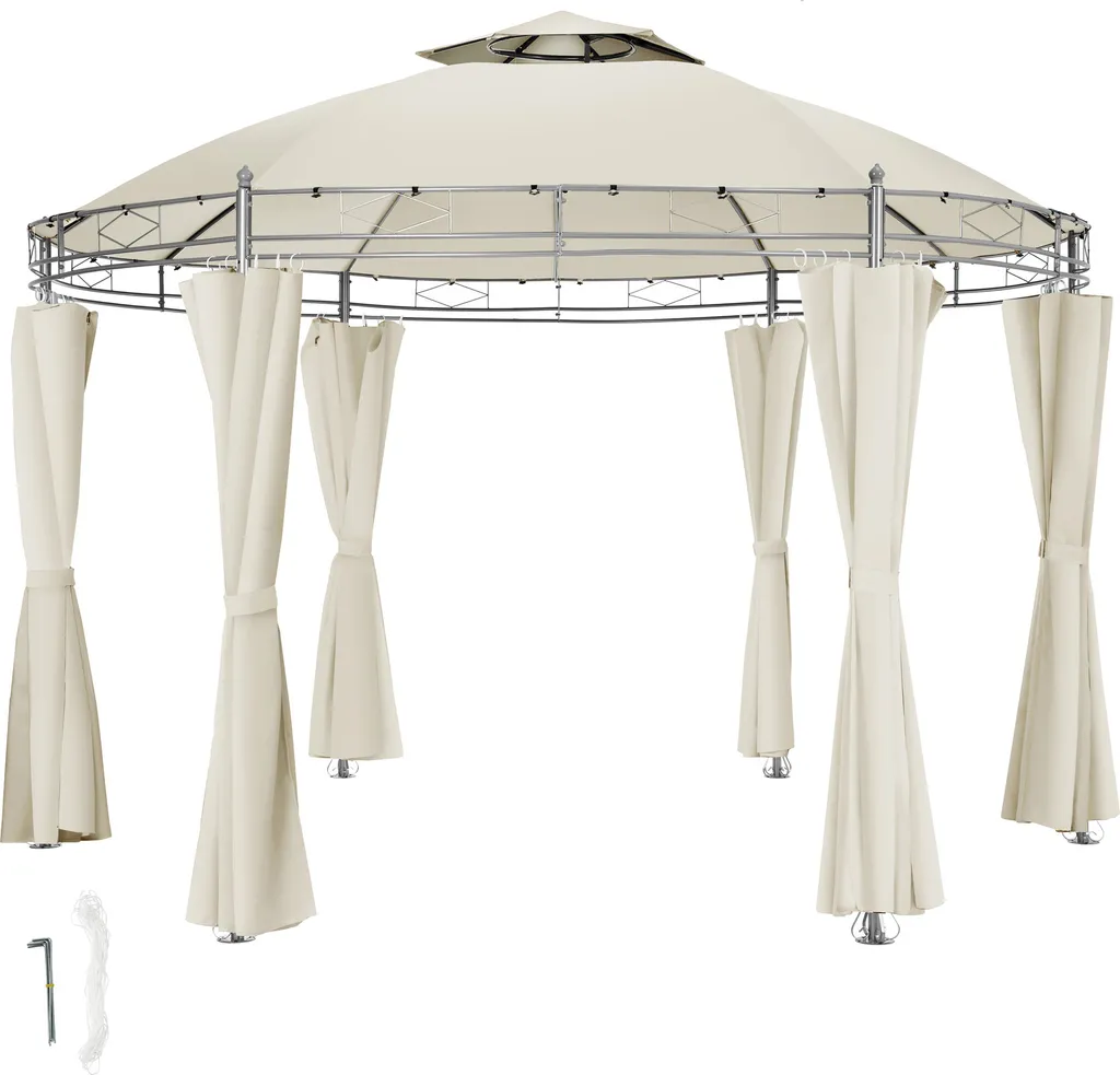 Tonnelle de réception SIANA ⌀ 3,5 m crème pour repas et fêtes jardin