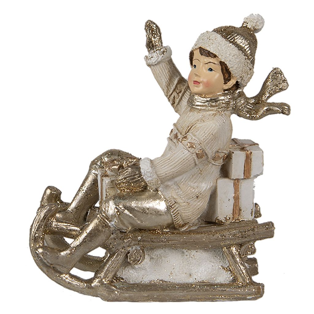 Clayre & Eef Figur Kind 10 cm Beige Polyresin