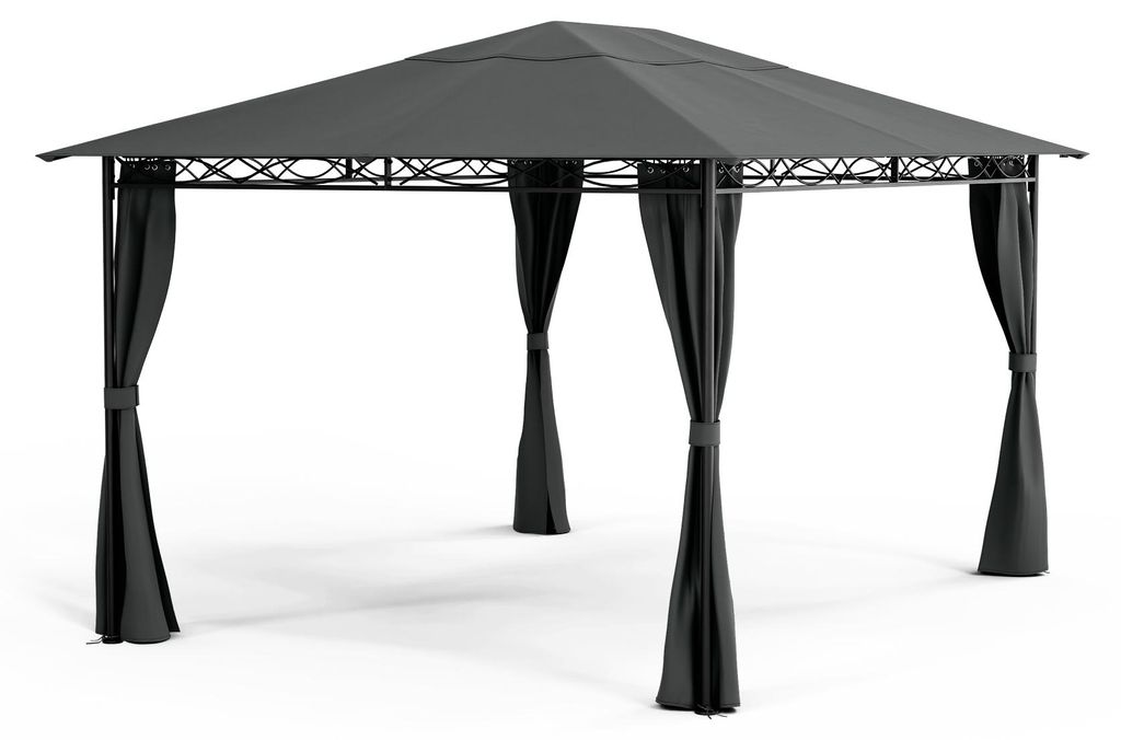 Blumfeldt Mondo Pavillon 3x4 – Stahlrahmen, Mit Vorhängen, Produktbild 