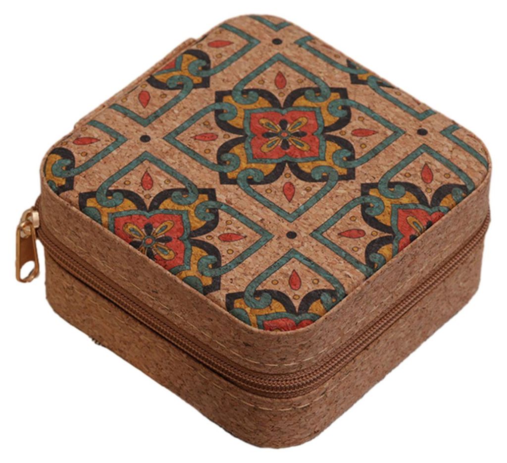 Retro-Schmuckkästchen, tragbarer Reise-Schmuckkasten, kleiner Schmuckorganizer mit herausnehmbaren Trennwänden und Haken für Ohrringe, Ringe und...