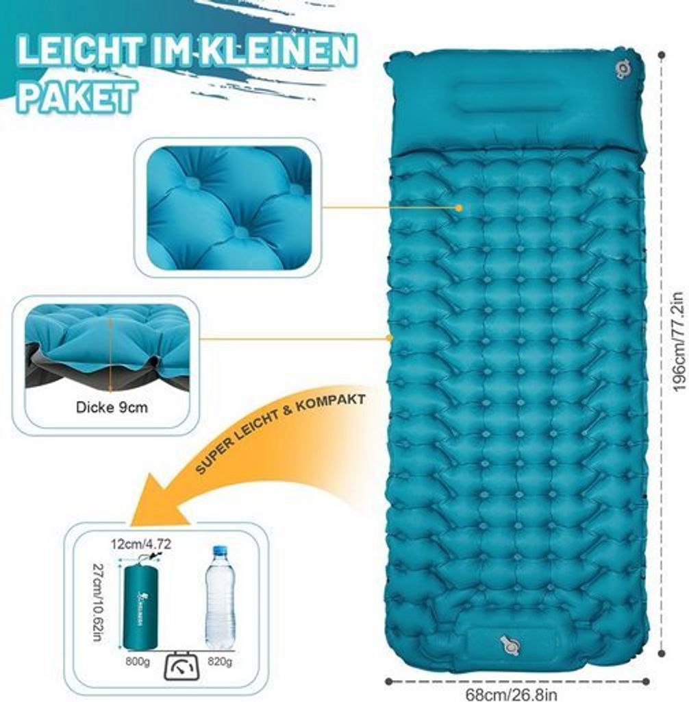 Isomatte Camping Aufblasbar, 9cm Dicke Isomatten Camping Produktbild 5