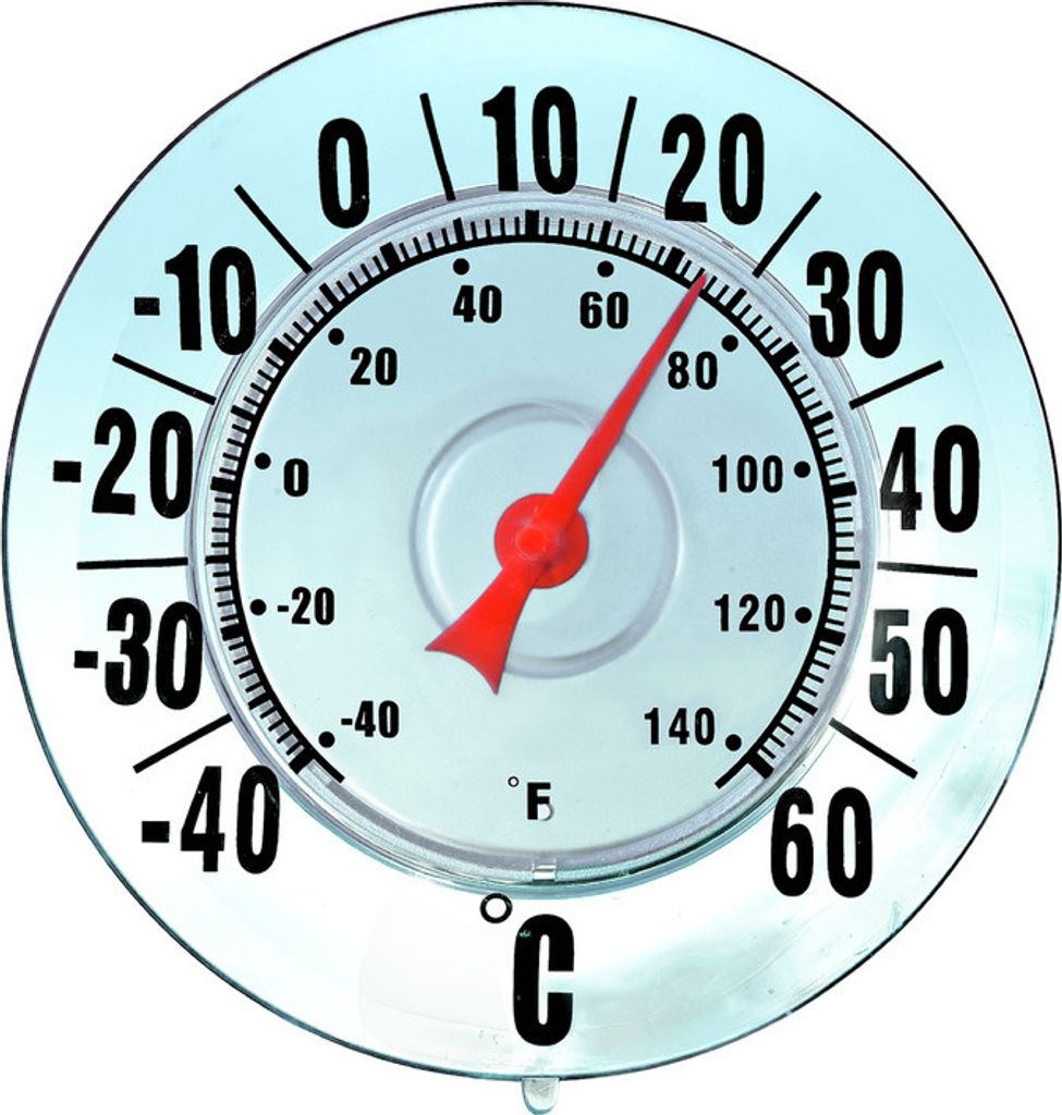 WENKO Außen Thermometer Garten Terrasse Balkon Fenster Glas Tür Saugnapf Ø18 cm