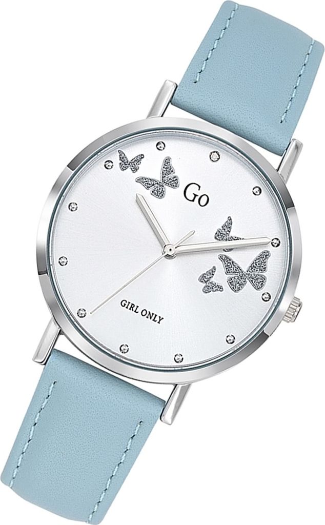 Girl Only Damen Quarz Uhr Grau Lederarmband Schmetterlingsmotiv UGO699347