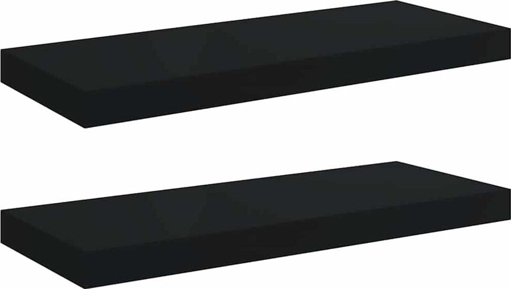 vidaXL Schweberegale 2 Stk. Schwarz 60x23,5x3,8cm MDF Produktbild 