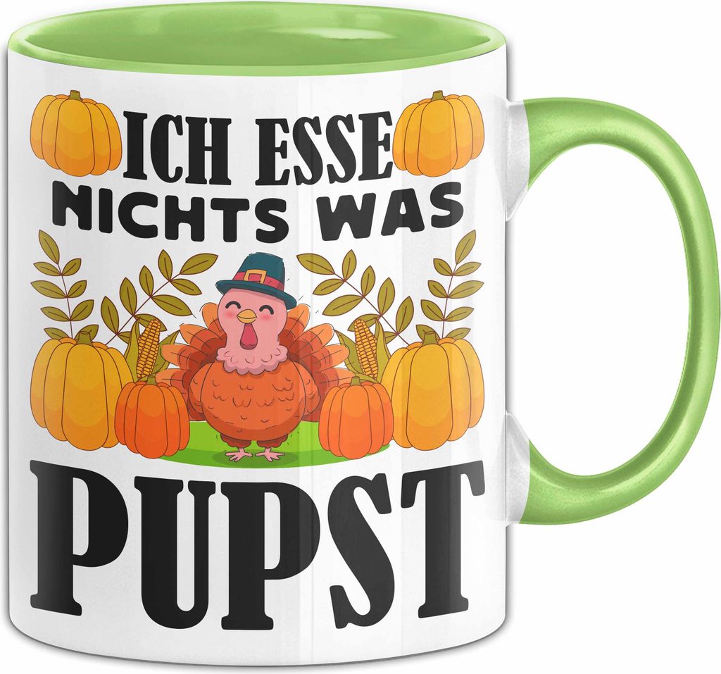 Veganer Tasse Geschenk Ich Esse Nichts Was Pupst Huhn Geburtstag Kaffee-Becher (Grün)