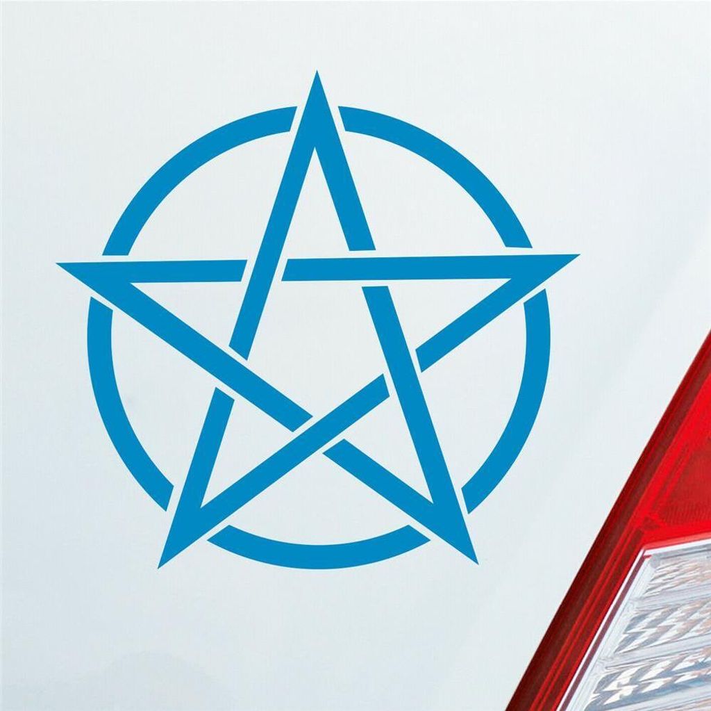 Auto Aufkleber Pentagram Druidenfuß Gothic Hexe Stern Satan 10x10 cm Hellblau Sticker Heckscheibenaufkleber