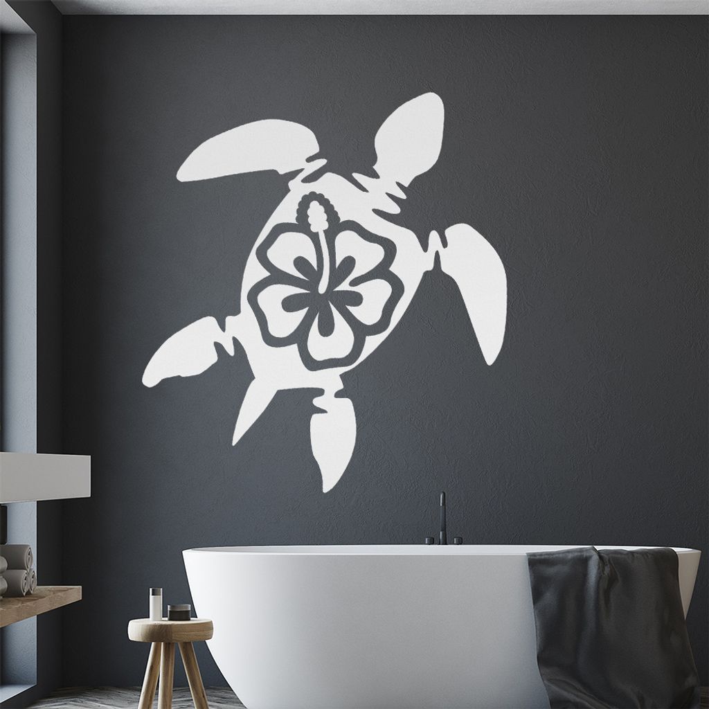 Hawai Schildgröte Wandtattoo in 6 Größen - Wandaufkleber Wall Sticker - Dekoration, Küche, Wohnzimmer, Schlafzimmer, Badezimmer