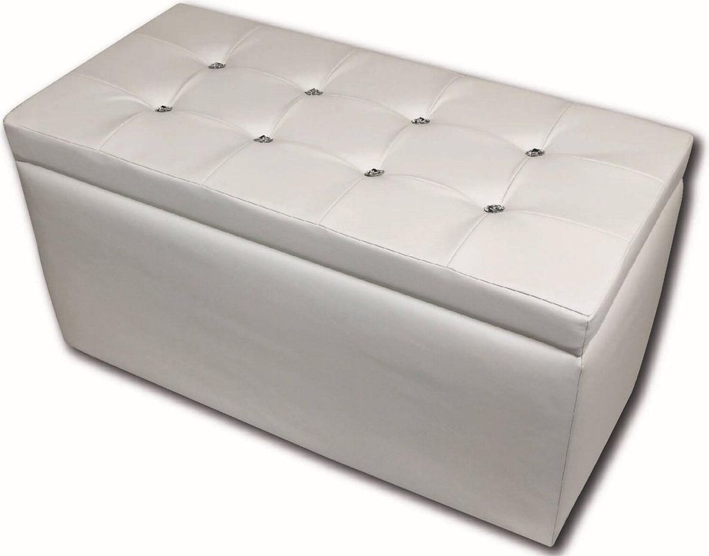 Aufbewahrungshocker Felicita, Sofa mit Stauraum, Sitzsack, Fußstütze mit Behälter, Italy, 90x45 h45 cm, Weiß