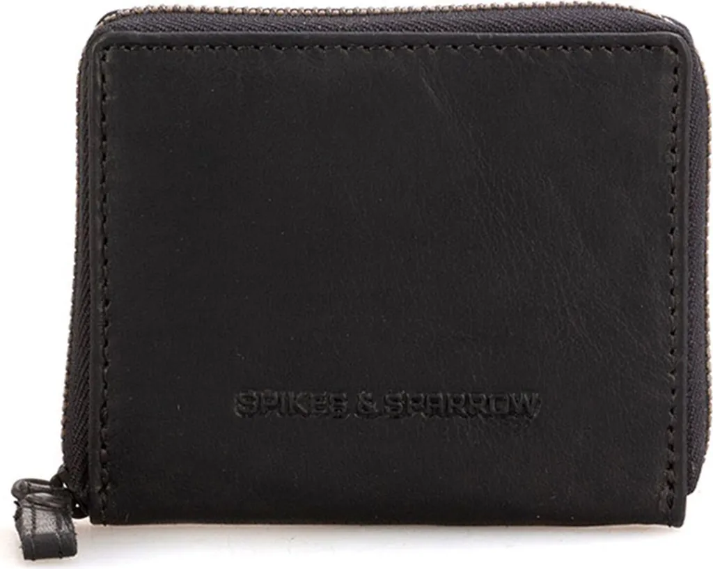 Spikes & Sparrow Bronco Portafoglio Elegante Pelle Nera con RFID