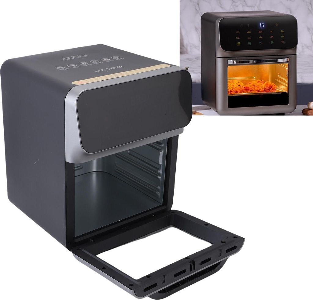 Fryer Rotisserie Ofen 15L Kapazität 1350W 2 Bratbleche 80-200°C Smart Thermometer Elektrische Arbeitsplatte Fryer Backofen EU Stecker 220V