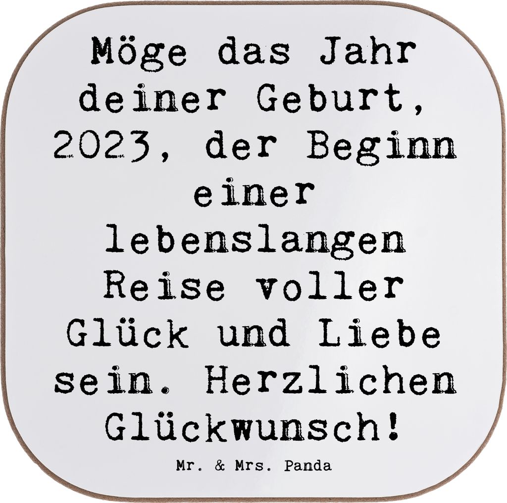 Mr. & Mrs. Panda Untersetzer für Gläser Spruch 2023 Geburtstag - Weiß - Geschenk, Jahrgang, Happy Birthday, Geburtstagsgeschenk, Glas, Glückwun...