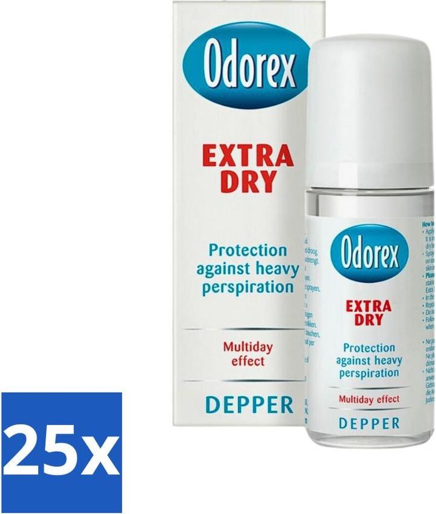 Odorex Depper – Deoroller – Extra trocken – Starker Schutz – 50 ml - Vorteilspack - 25 Stücke
