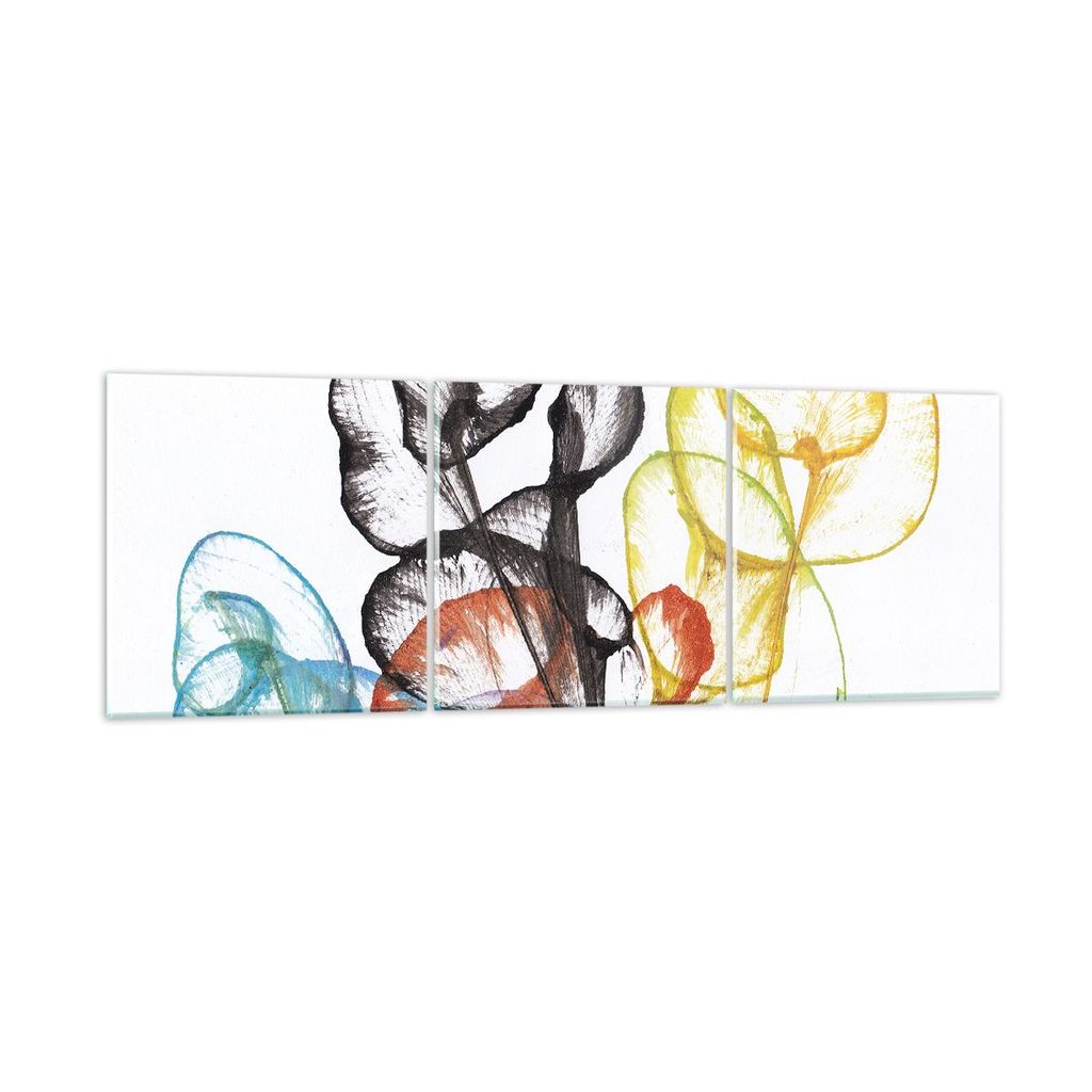 Bilder auf glas - 3 Teile - Blumen Abstraktion Surrealismus - 120x40cm - Glasbilder - Wandbilder - Bilder - Wanddekoration aus Glas - Glas Bilder -...