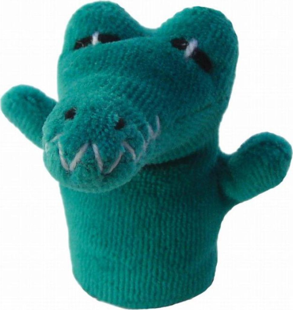 Robuste Frottee Fingerpuppe Krokodil, 8 cm, für Kinder bis 3 Jahre und Handpuppentheater