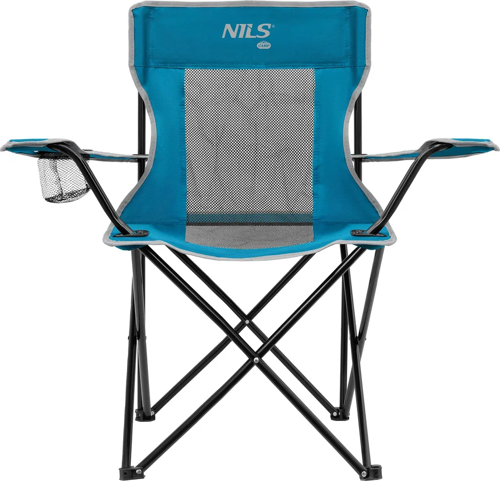 Siège de camping pliant gris et bleu NILS CAMP NC3302 ultra résistant