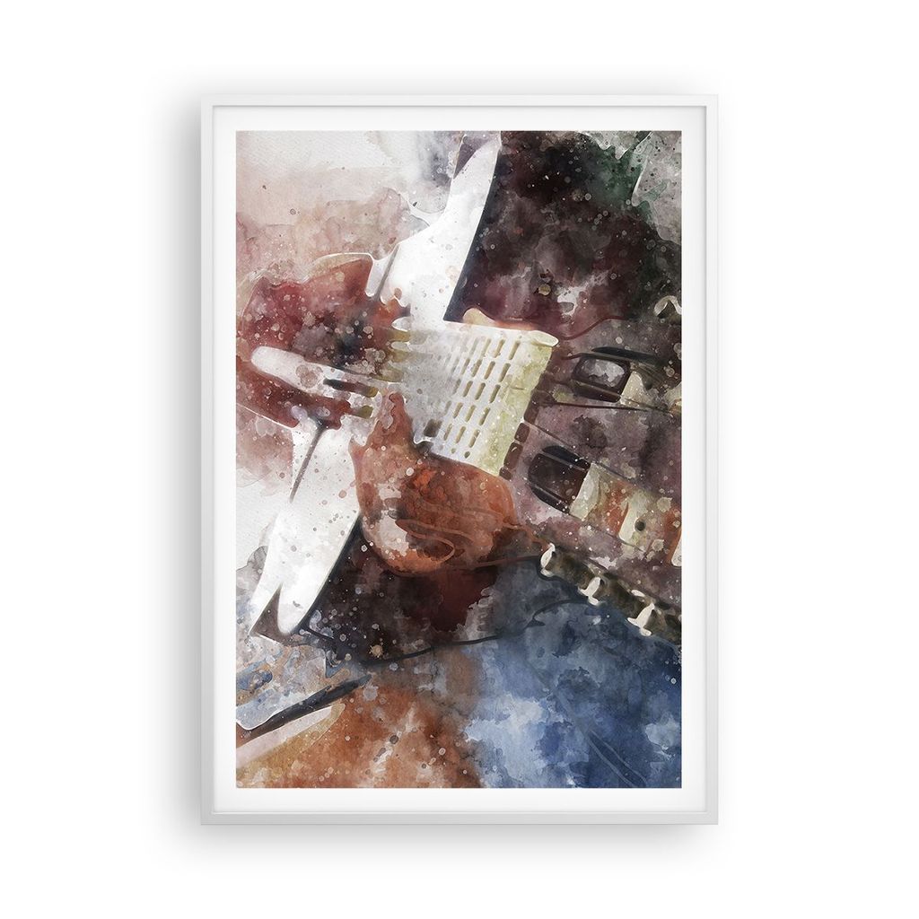 Gerahmtes Poster - Weißer Rahmen - Gitarre Musik - 70x100 cm - Wand Bild - Wanddeko - Wandbilder - Kunstposter - Wandposter - Bilderrahmen - Bilde...