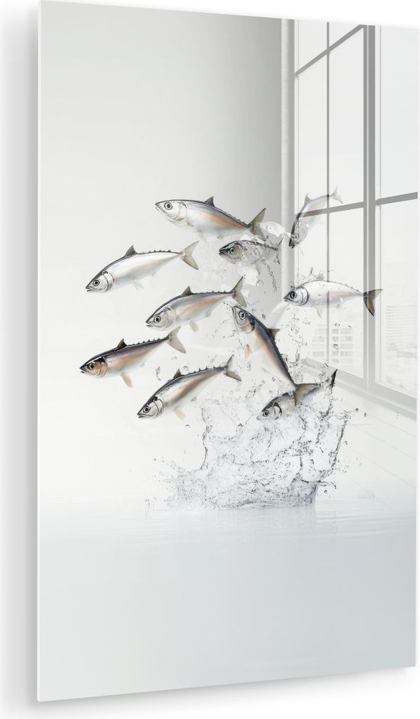 MuchoWow Glasbilder - Bilder auf Wandbild - Foto auf Glas Fisch - Wasser - Weiß 80x120 cm Wanddekoration aus Glas - Acrylglasbild - Acrylbilder - ...