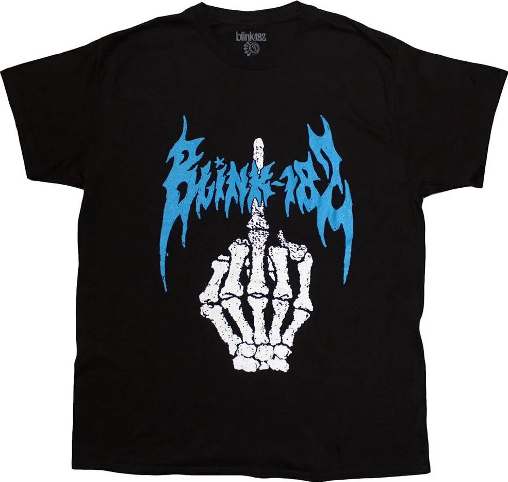 T-shirt Blink-182 Middle Finger Noir M avec Imprimé Haute Résistance