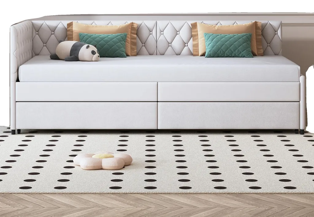 Canapé-lit gigogne beige 90x200 cm au design moderne et minimaliste