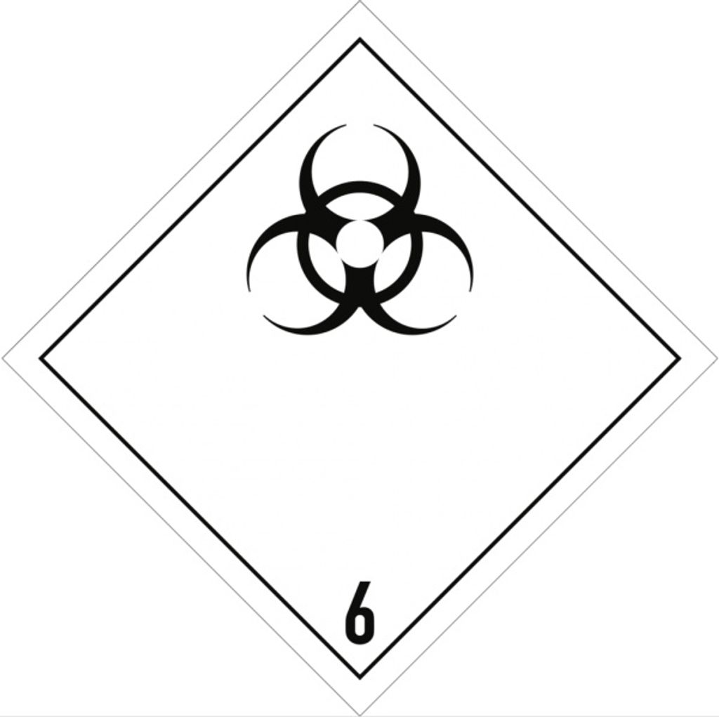 Gefahrzettel Klasse 6.2, Papier, 100x100 mm, 1000 Stück/Rolle