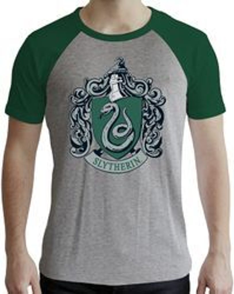 HARRY POTTER - Tshirt "Slytherin" man SS grey & green - premium-XXL