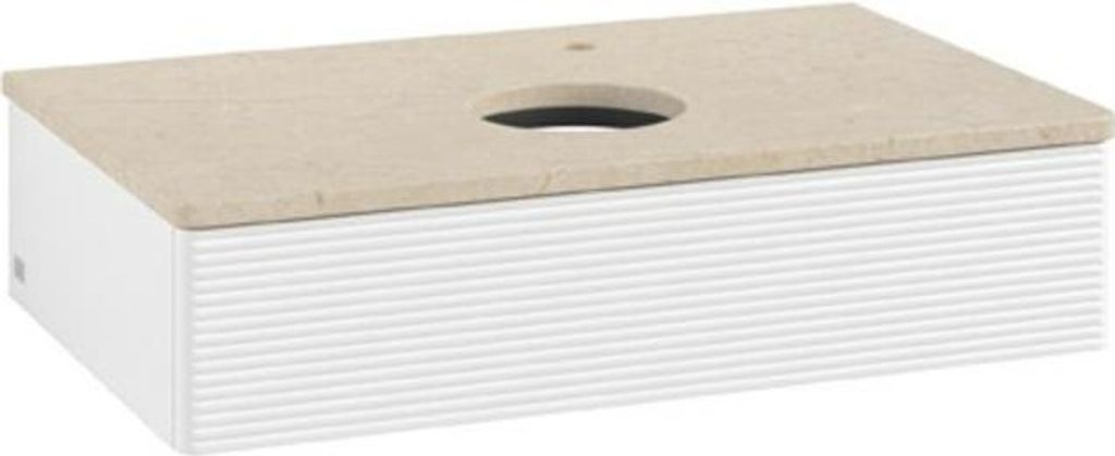 V&B Waschtischunterschrank mit Frontstruktur Antao 80x19x50cm, HL, WBP botti., wh. m Lac