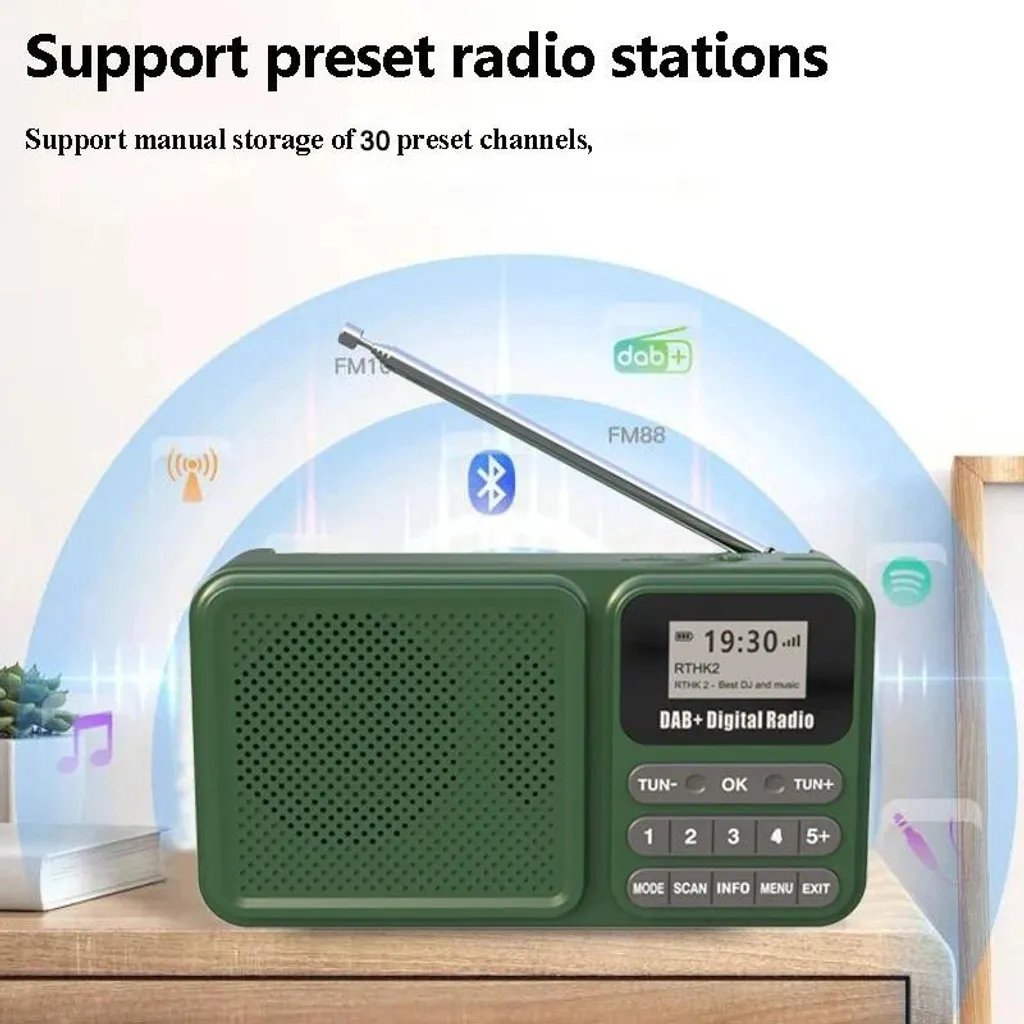 Radio Solaire Rechargeable 1200mAh avec Réception DAB+ et Bluetooth 5.0
