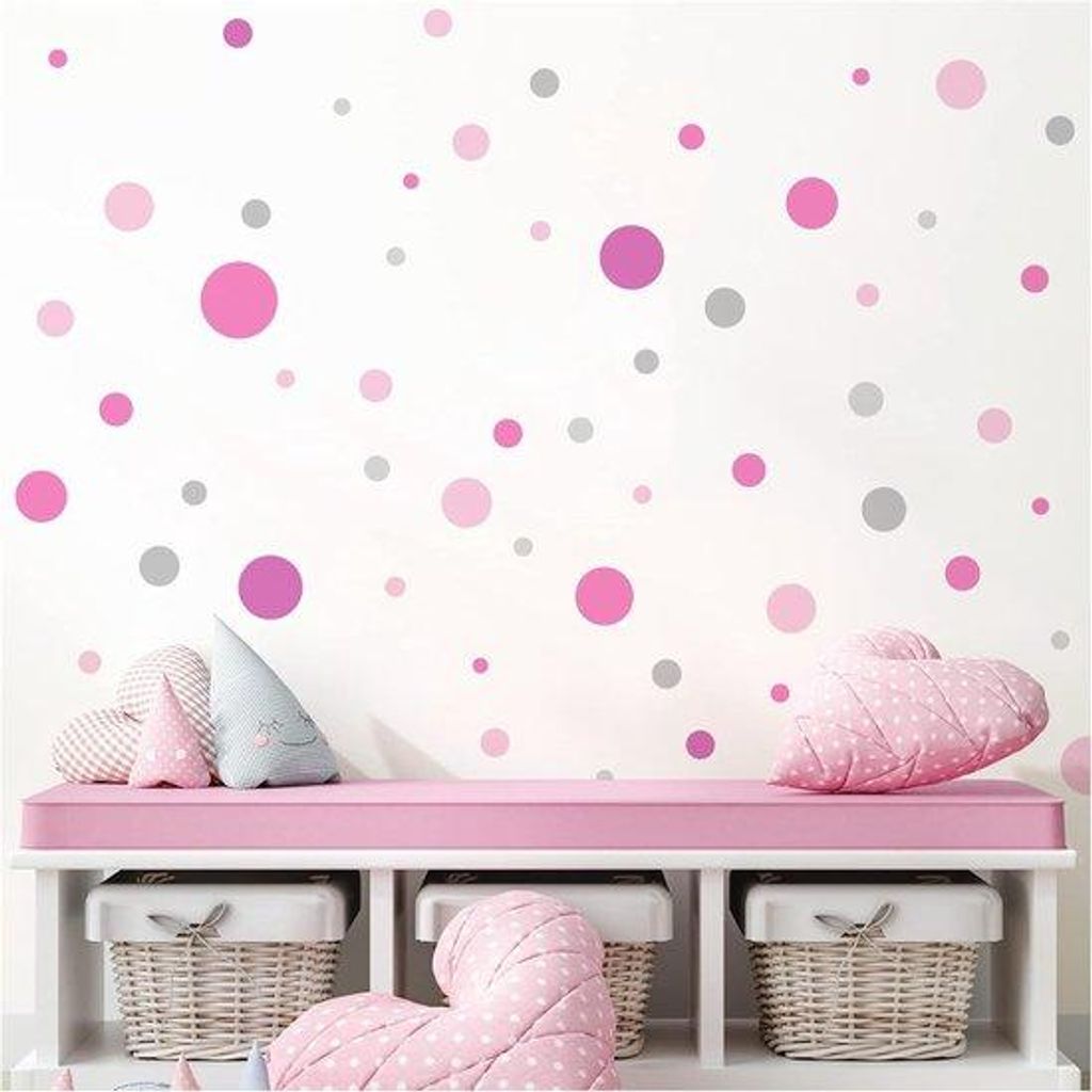 Klebezettel für Kinderzimmer - farbenfrohe Dekoration - 172 Stück - rosa/grau