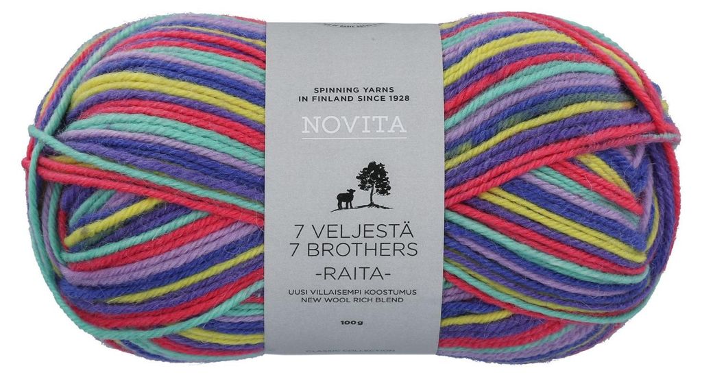 Novita 7 Veljestä Raita 100g 978 Triumphbogen