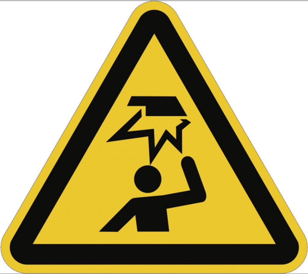 Dreifke Schild Warnung vor Hindernissen im Kopfbereich ISO 7010, Kunststoff,...