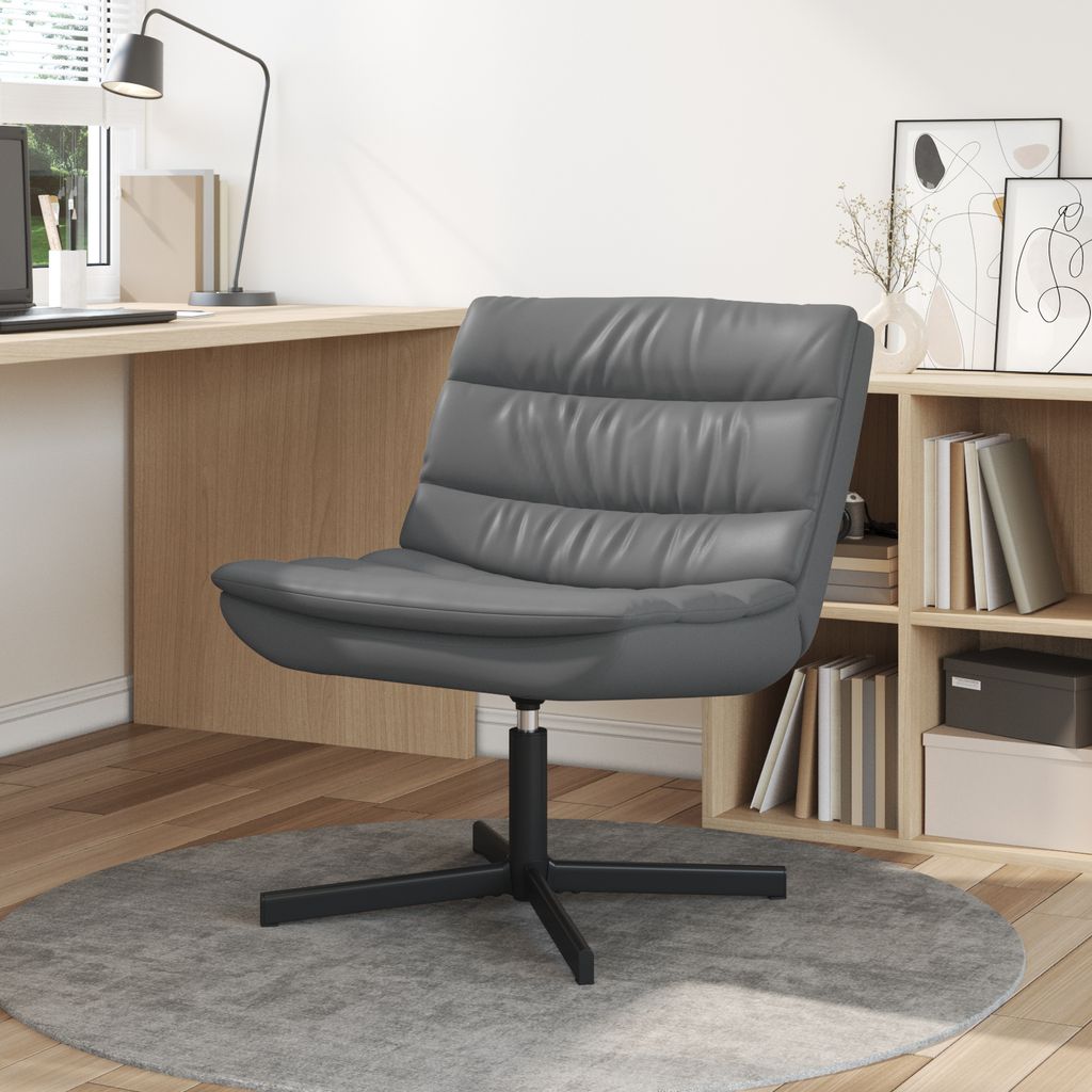 Drehstuhl Grau Kunstleder Mittel Drehbar Drehstuhl Sonstige, Fernseh- & Relaxsessel DesignMöbel Neu