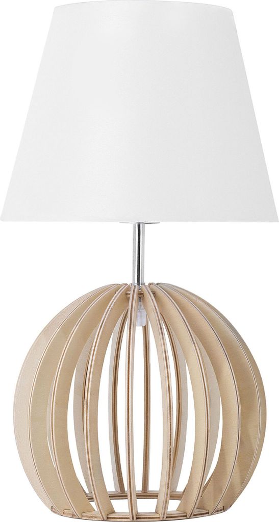 BELIANI Tischlampe Weiß Holz 41 cm Stoffschirm Lampenfuß in Produktbild 