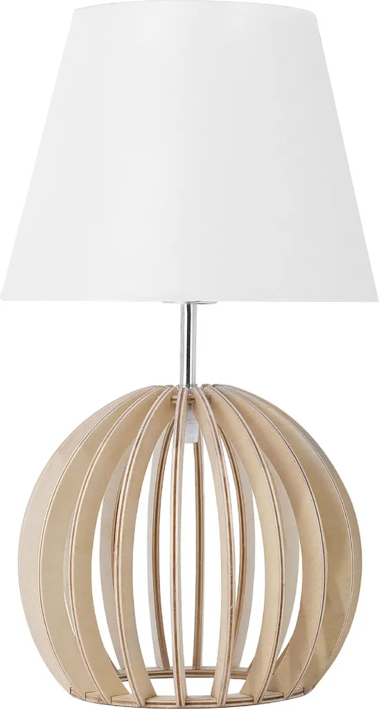 BELIANI Lampe de table en bois blanc 41 cm avec abat-jour en tissu chic
