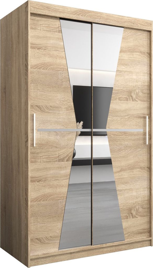 Kleiderschrank, Schiebetürenschrank Schlafzimmer, Schrank mit Spiegel MAROKO 120 cm
